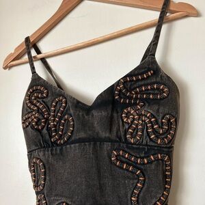 NEW Stylish Black and Orange Corded Women's Top